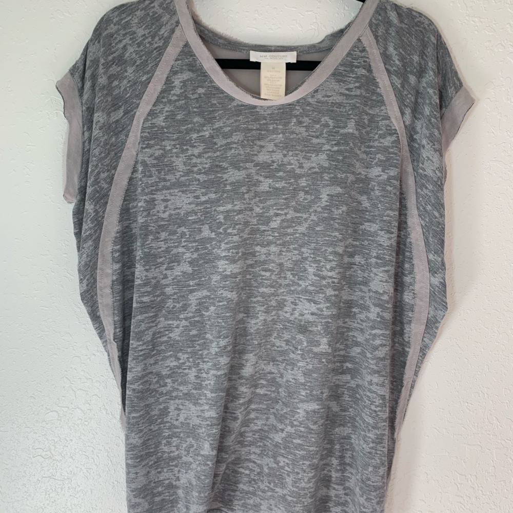 MM Couture By Miss Me, SS Tee with chiffon back panes and accents